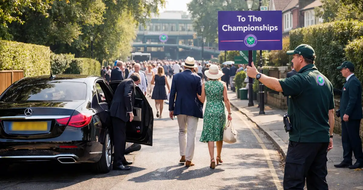 Guests arriving near the All England Lawn Tennis Club during the Wimbledon Championships